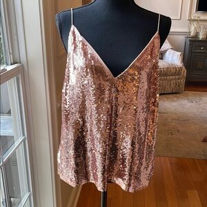 Veronica Beard Sequin Rose Gold Cami Top